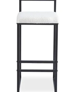 Tabouret de bar en métal Drakkar Noir et Tissu bouclette Crème