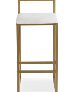 Tabouret de bar en métal Drakkar Or et Velours Crème