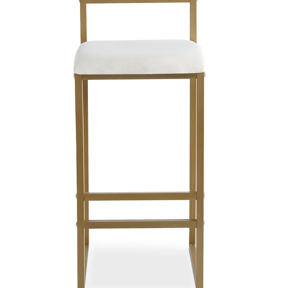 Tabouret de bar en métal Drakkar Or et Velours Crème