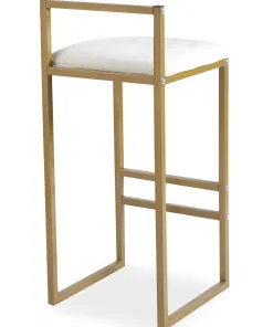 Tabouret de bar en métal Drakkar Or et Velours Crème