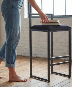 Tabouret de bar en métal Drakkar Noir et Velours Noir