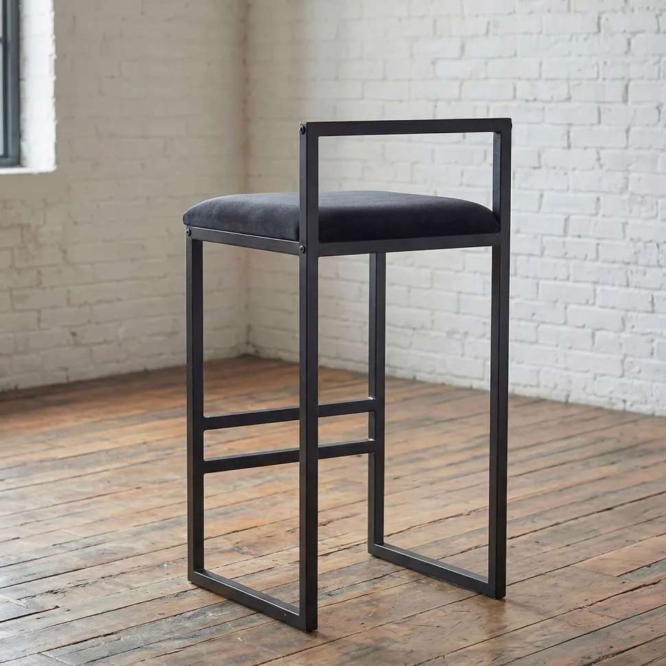 Tabouret de bar en métal Drakkar Noir et Velours Noir