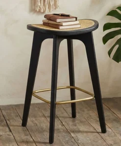 Tabouret de bar Yokori en cannage et Bambou Noir