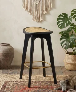 Tabouret de bar Yokori en cannage et Bambou Noir