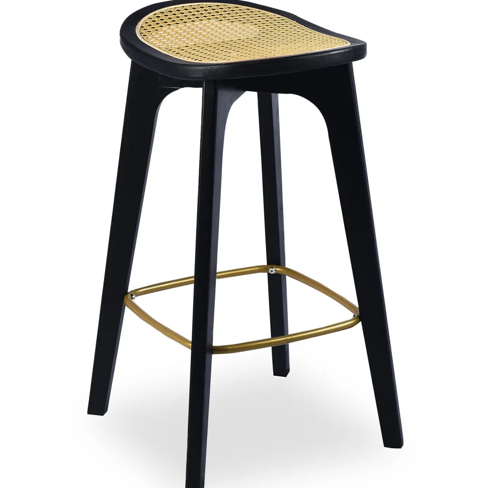 Tabouret de bar Yokori en cannage et Bambou Noir