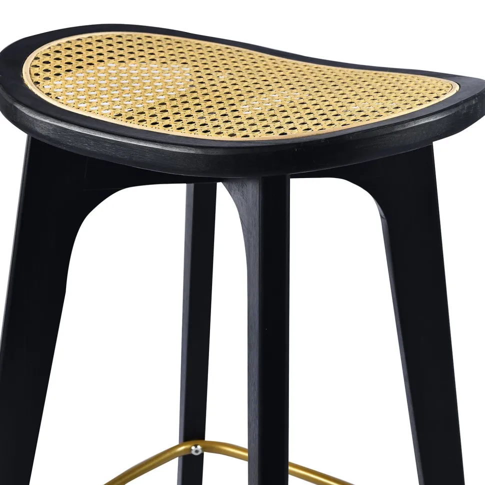 Tabouret de bar Yokori en cannage et Bambou Noir