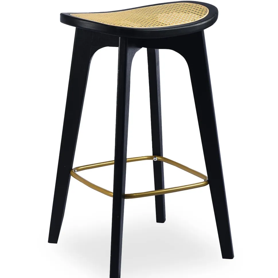 Tabouret de bar Yokori en cannage et Bambou Noir