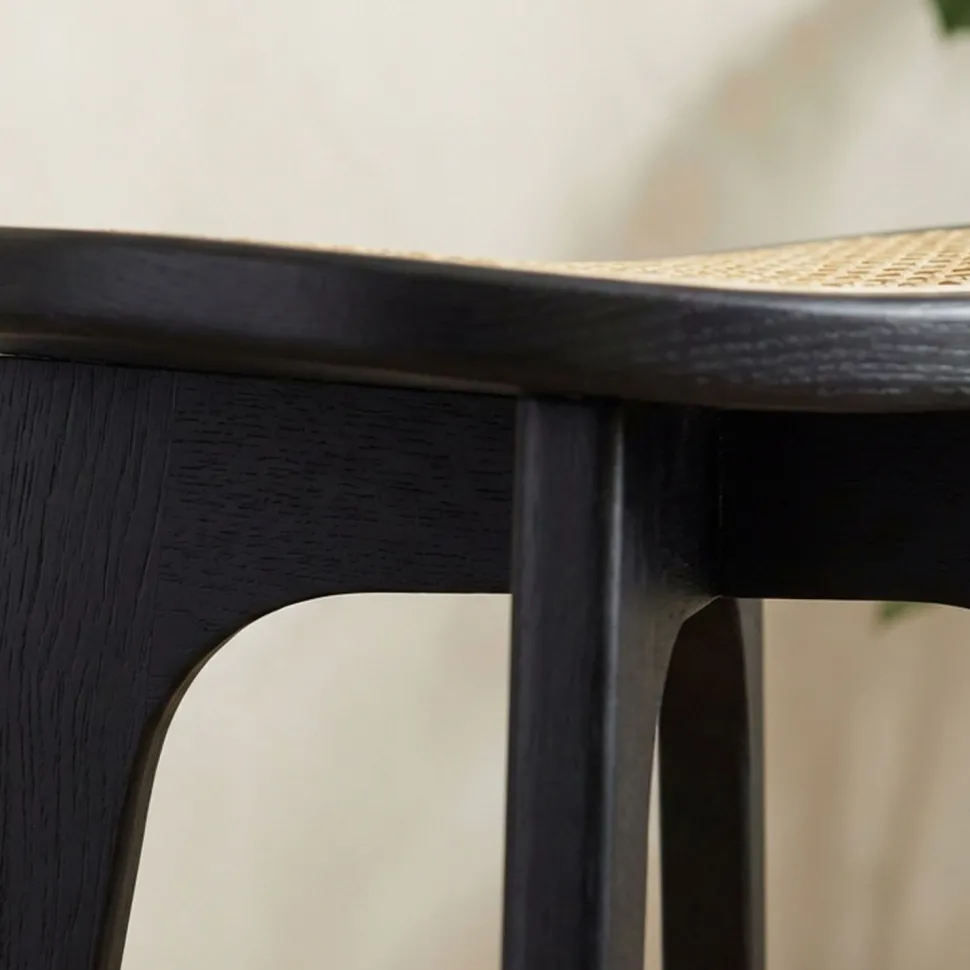 Tabouret de bar Yokori en cannage et Bambou Noir