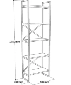 Étagère bibliothèque Opawa L58cm Métal Or et Bois Effet marbre Blanc