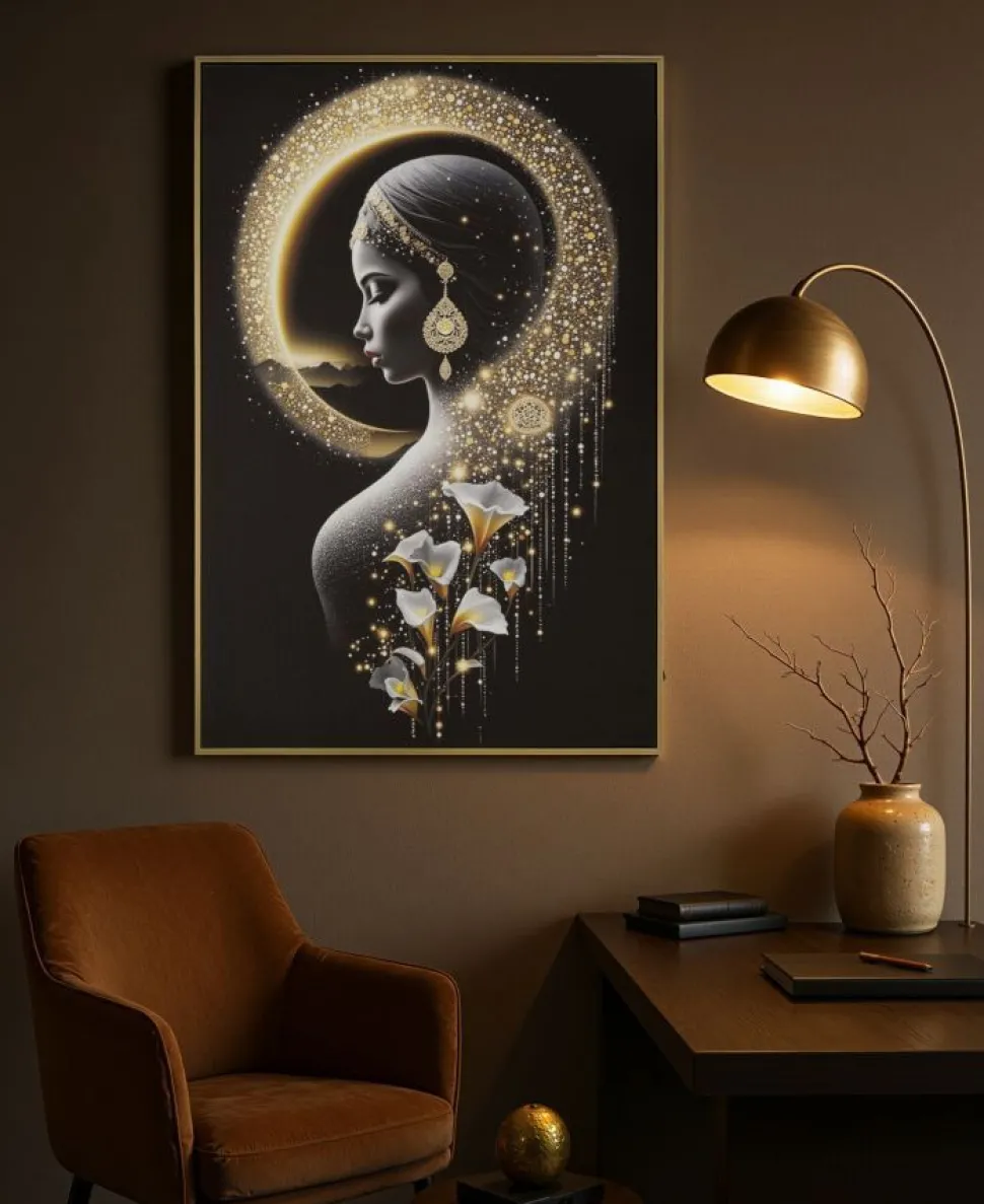 Toile IMDA avec LED et cadre Laqué 60x3,5 x90