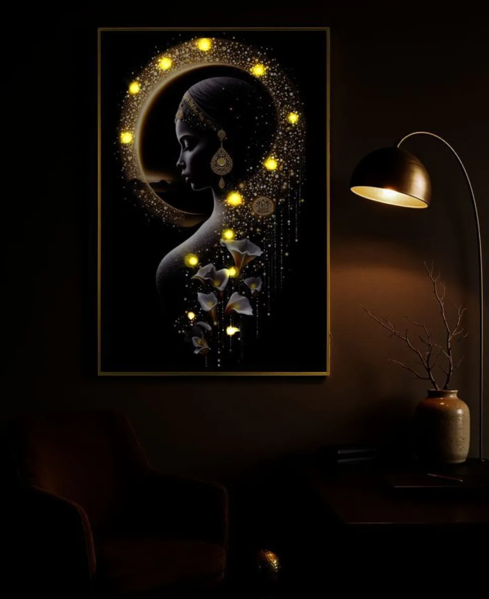 Toile IMDA avec LED et cadre Laqué 60x3,5 x90