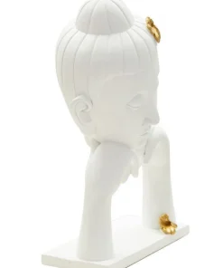 Tête de Bouddha décorative Polyrésine Blanc et Or