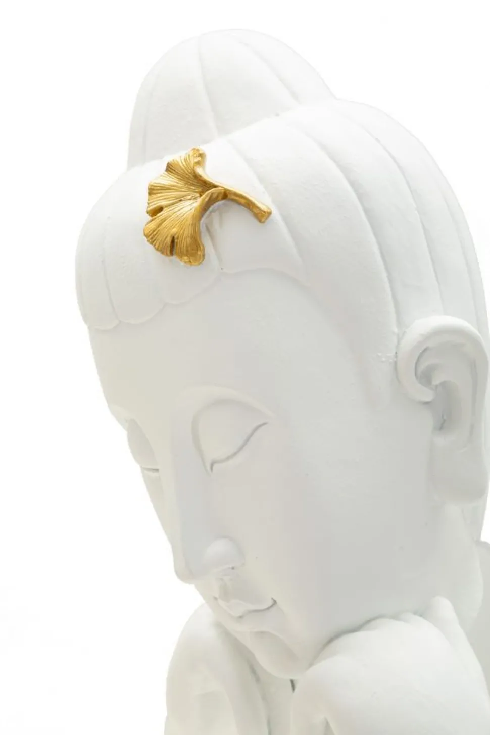 Tête de Bouddha décorative Polyrésine Blanc et Or