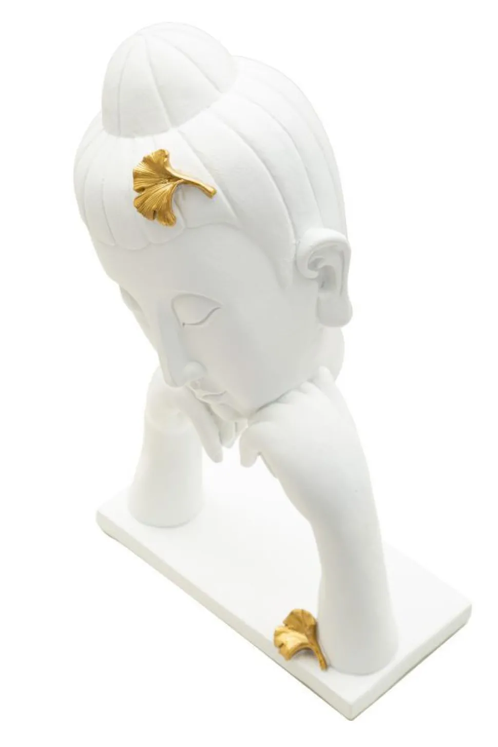 Tête de Bouddha décorative Polyrésine Blanc et Or