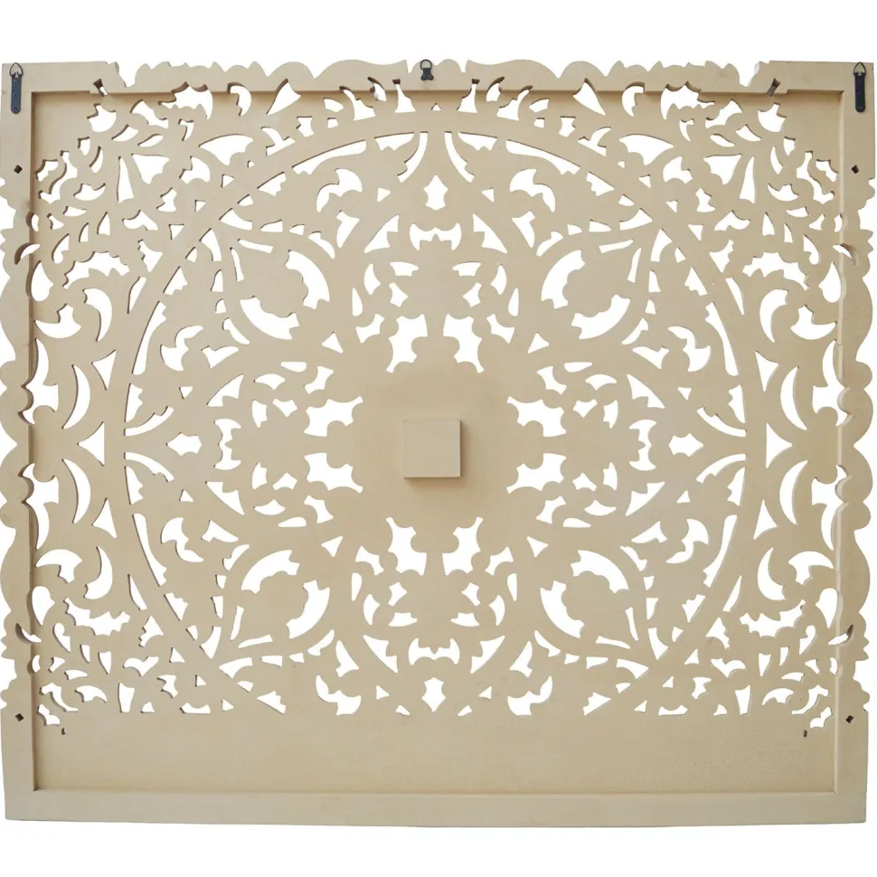 Tête de lit bois sculpté Serena 180cm Effet travertin Beige clair