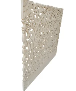 Tête de lit bois sculpté Serena 160cm Effet travertin Beige clair