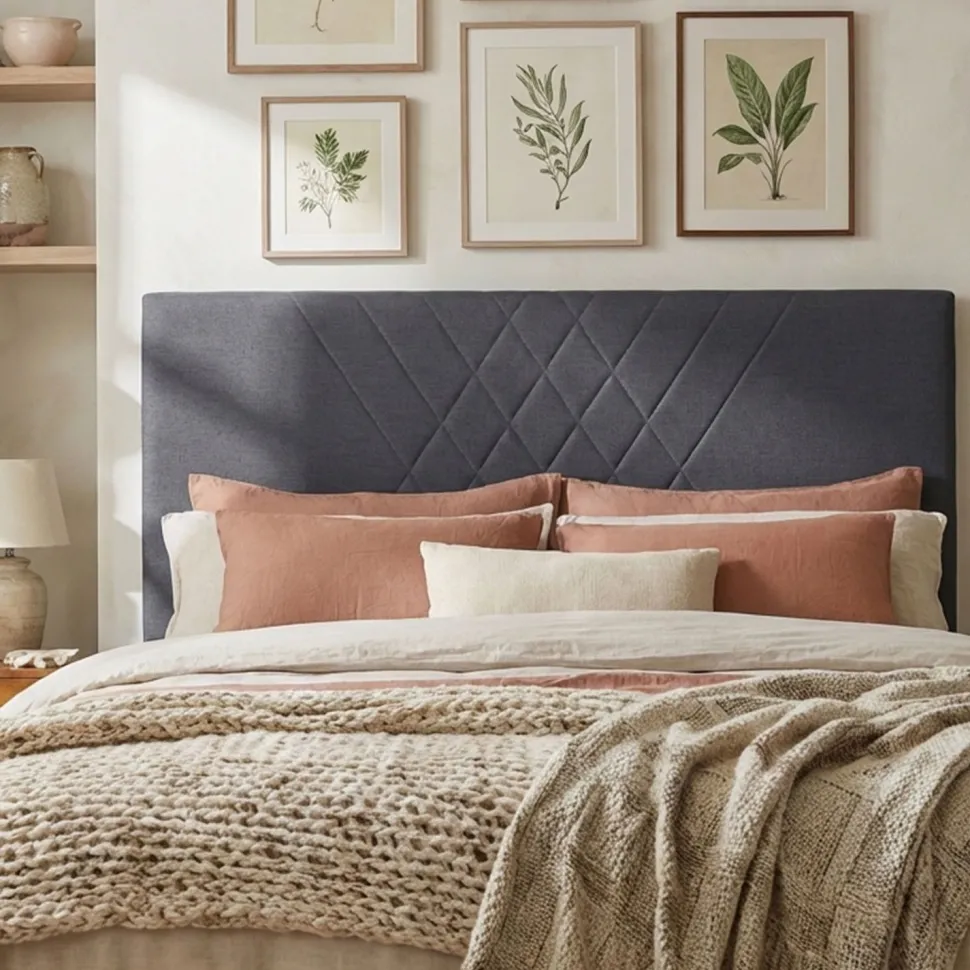 Tête de lit Diam 180cm Tissu Gris Foncé