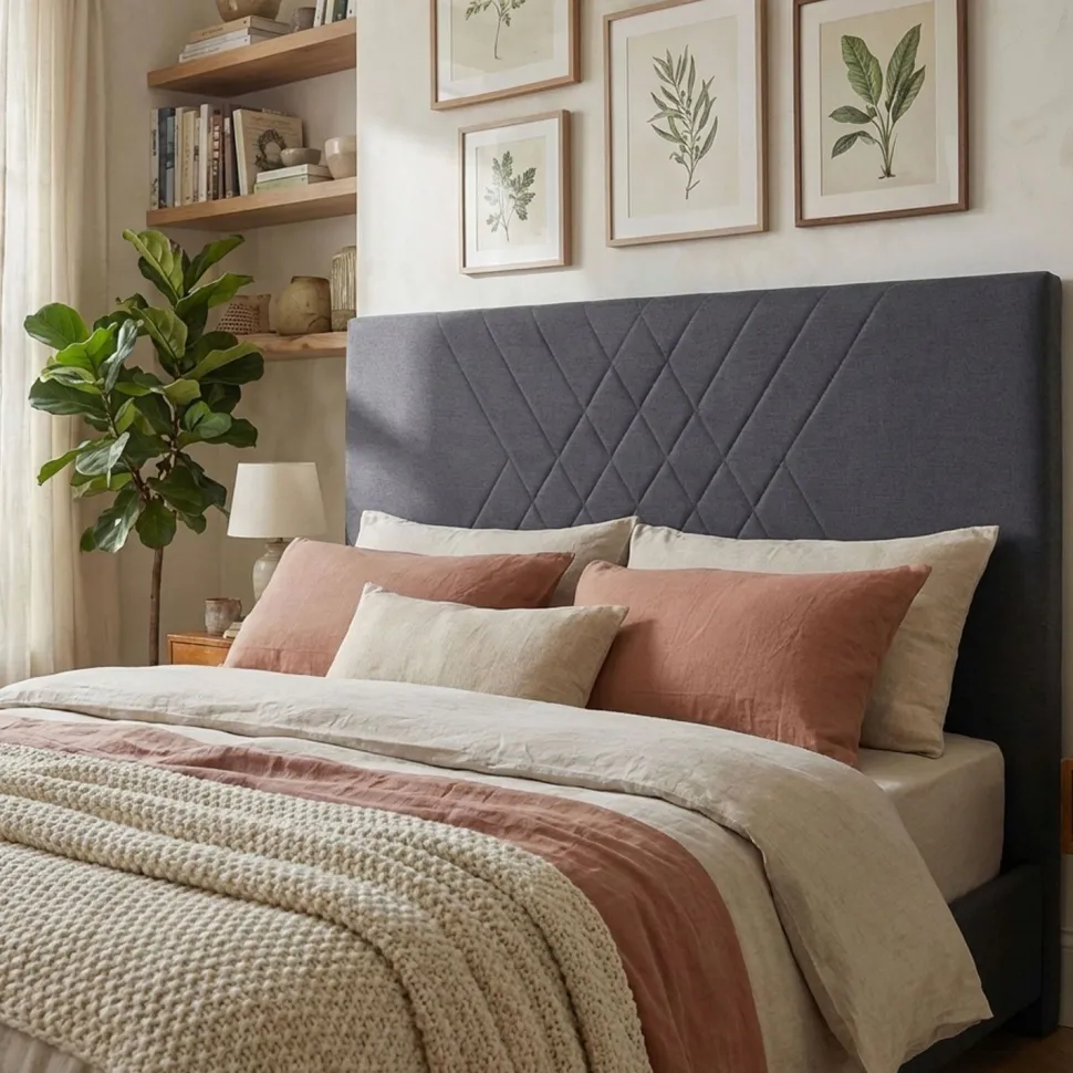 Tête de lit Diam 180cm Tissu Gris Foncé