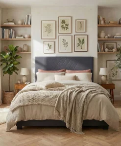 Tête de lit Diam 180cm Tissu Gris Foncé