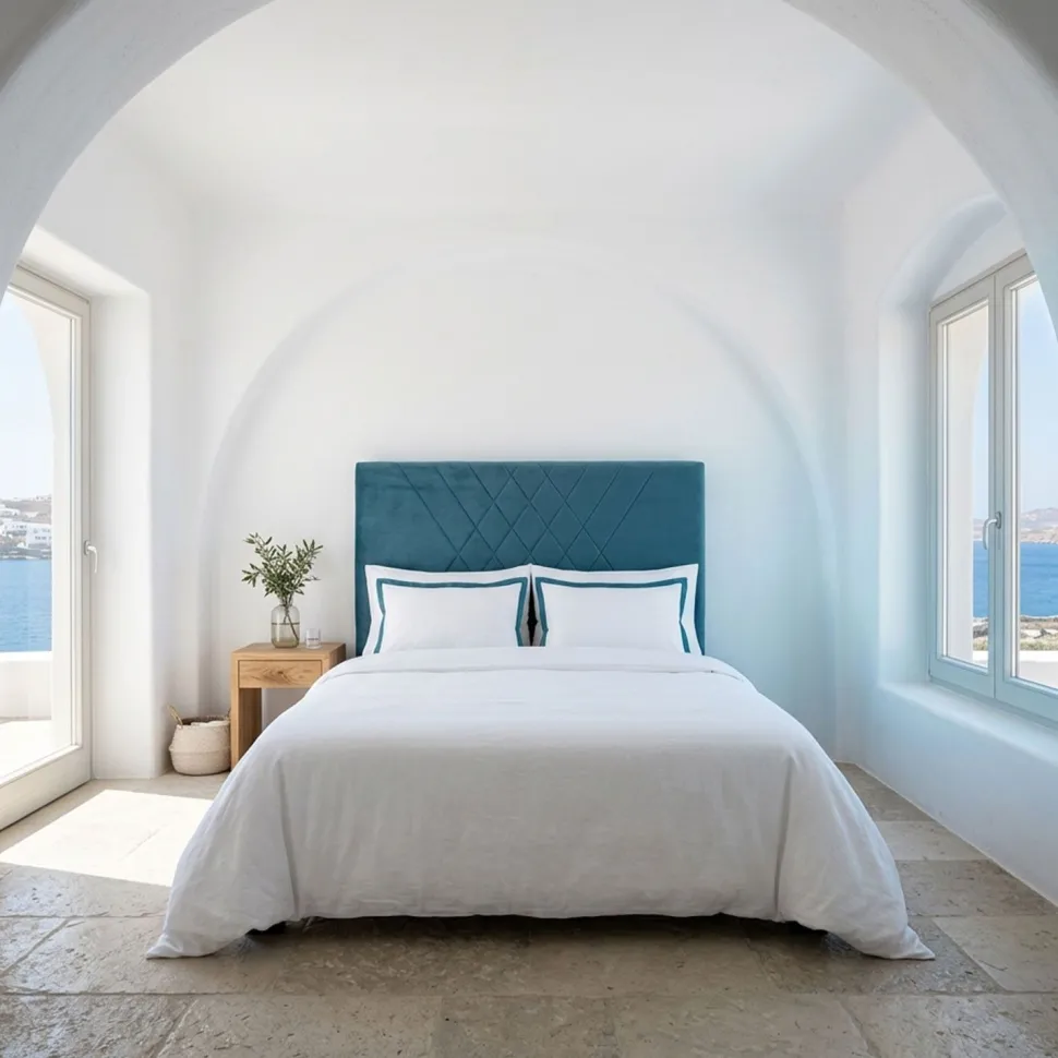 Tête de lit Diam 160cm Velours Bleu