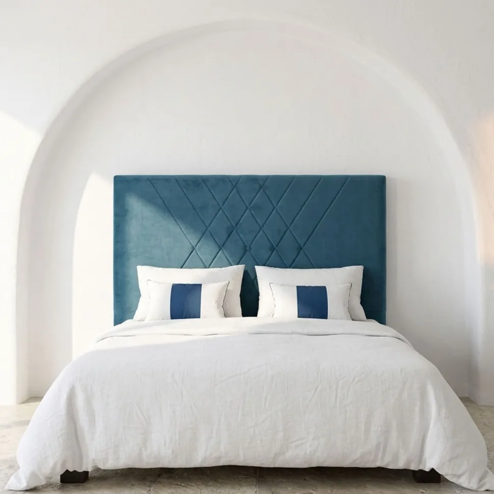 Tête de lit Diam 160cm Velours Bleu