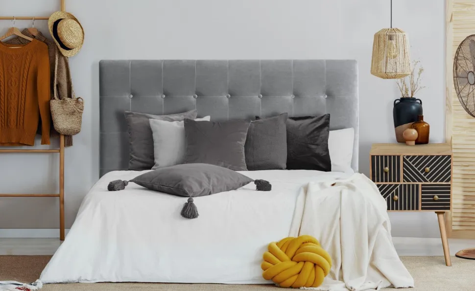Tête de lit Luxor 160cm Velours Argent