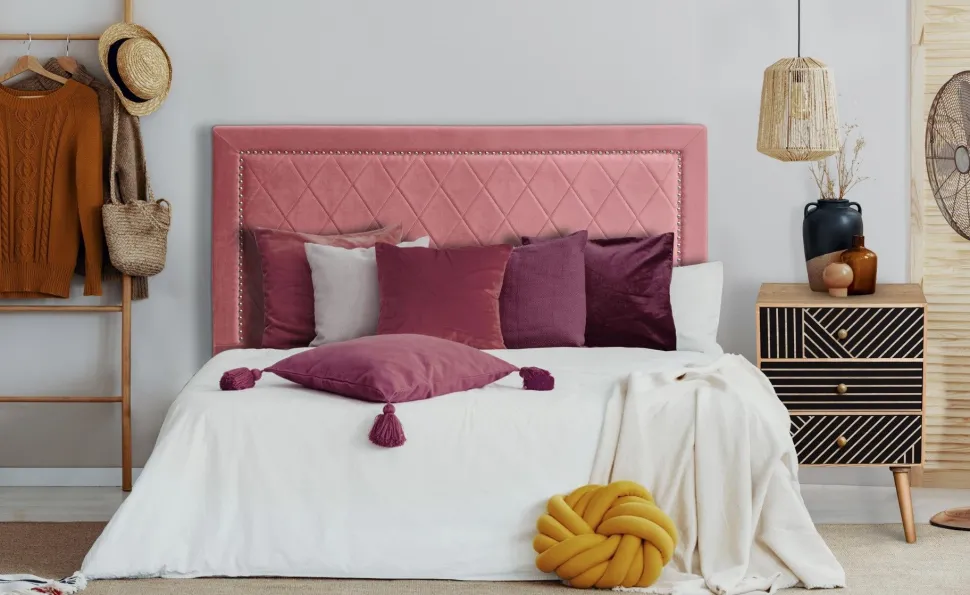 Tête de lit Meghan 140cm Velours Rose