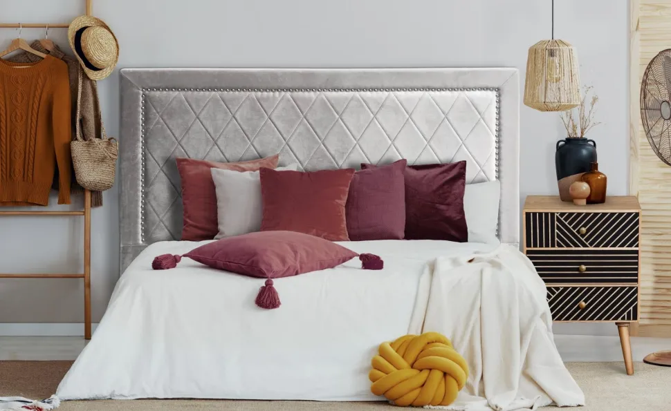 Tête de lit Meghan 180cm Velours Argent