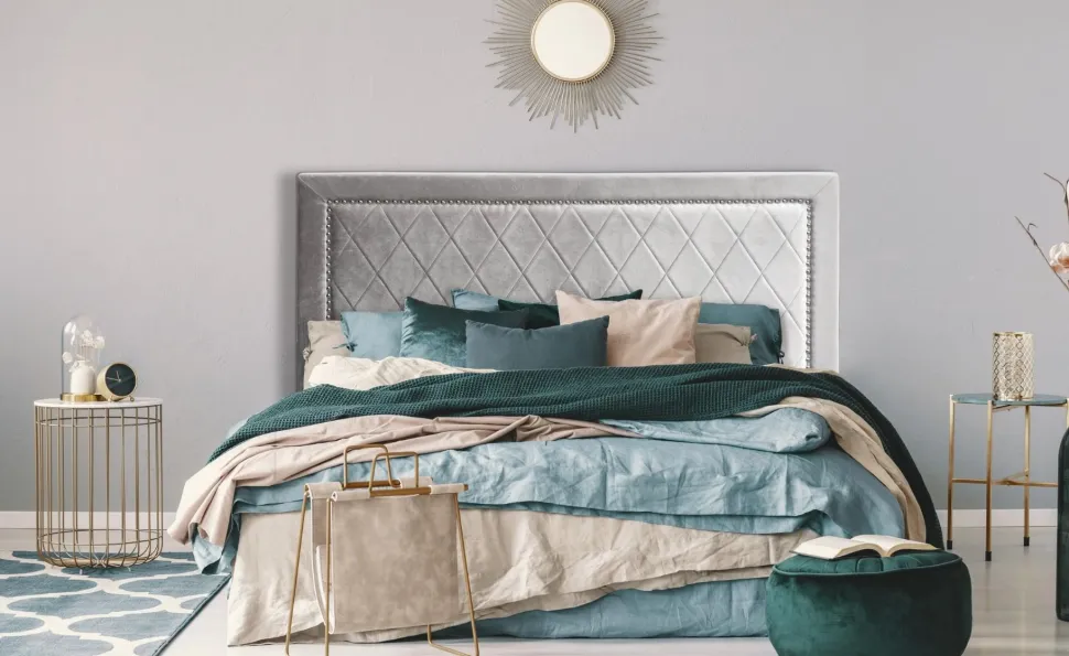 Tête de lit Meghan 180cm Velours Argent