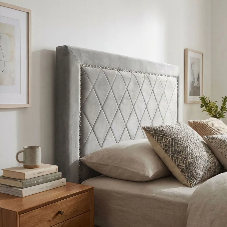 Tête de lit Meghan 140cm Velours Argent