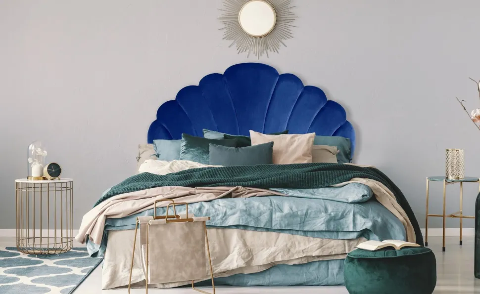 Tête de lit Mermaid 140 cm Velours Bleu