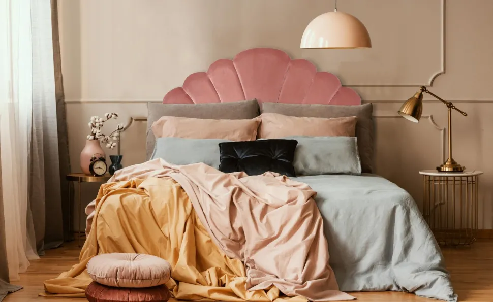 Tête de lit Mermaid 140 cm Velours Rose