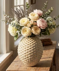 Vase boule Pépipas en céramique beige doré