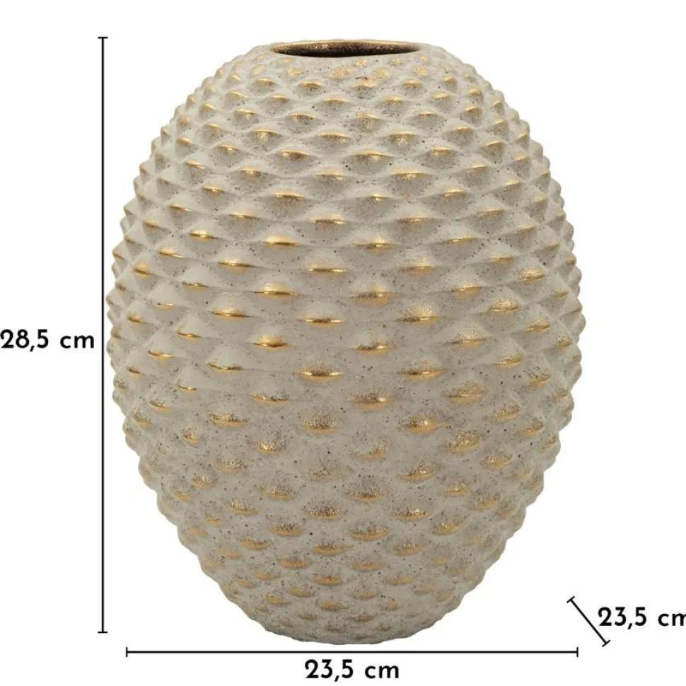 Vase boule Pépipas en céramique beige doré