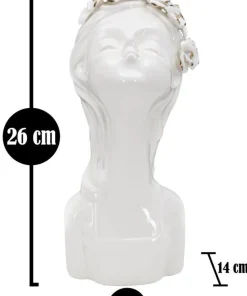 Vase buste jeune fille Porcelaine Blanc couronne de fleurs dorées