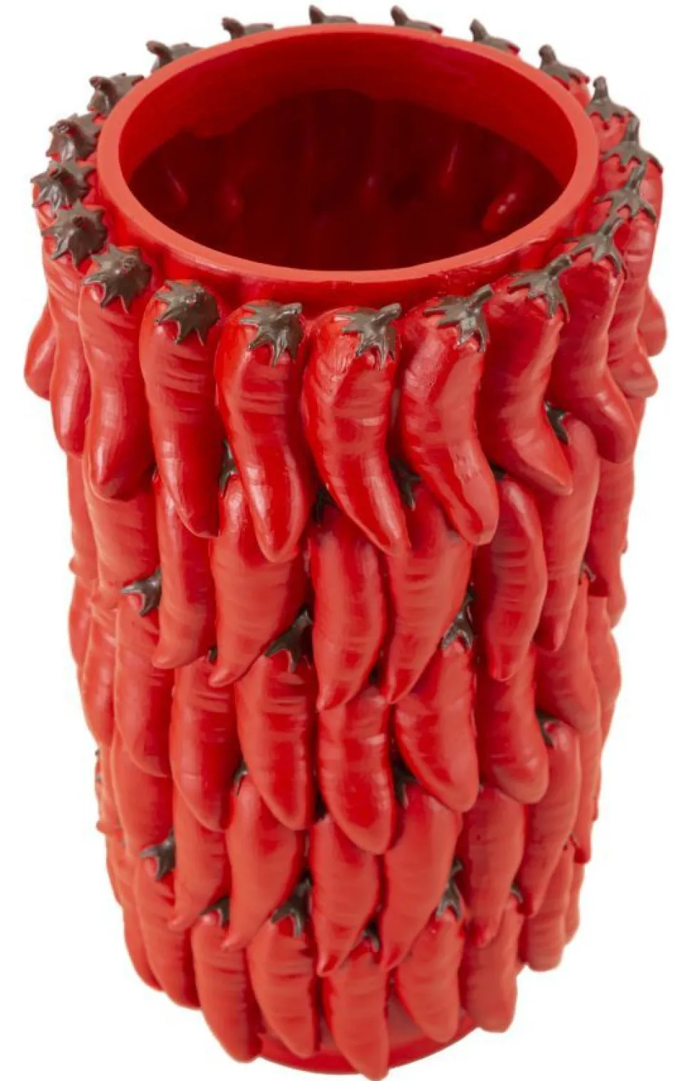 Vase Chili Polyrésine Rouge avec Motif Piments