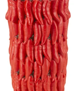 Vase Chili Polyrésine Rouge avec Motif Piments