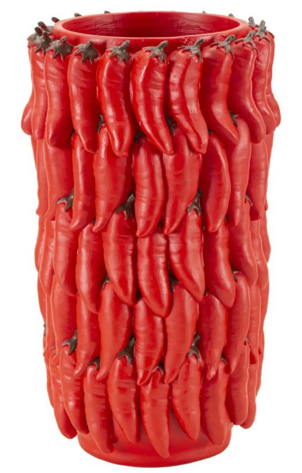 Vase Chili Polyrésine Rouge avec Motif Piments