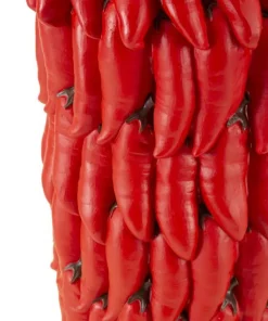 Vase Chili Polyrésine Rouge avec Motif Piments