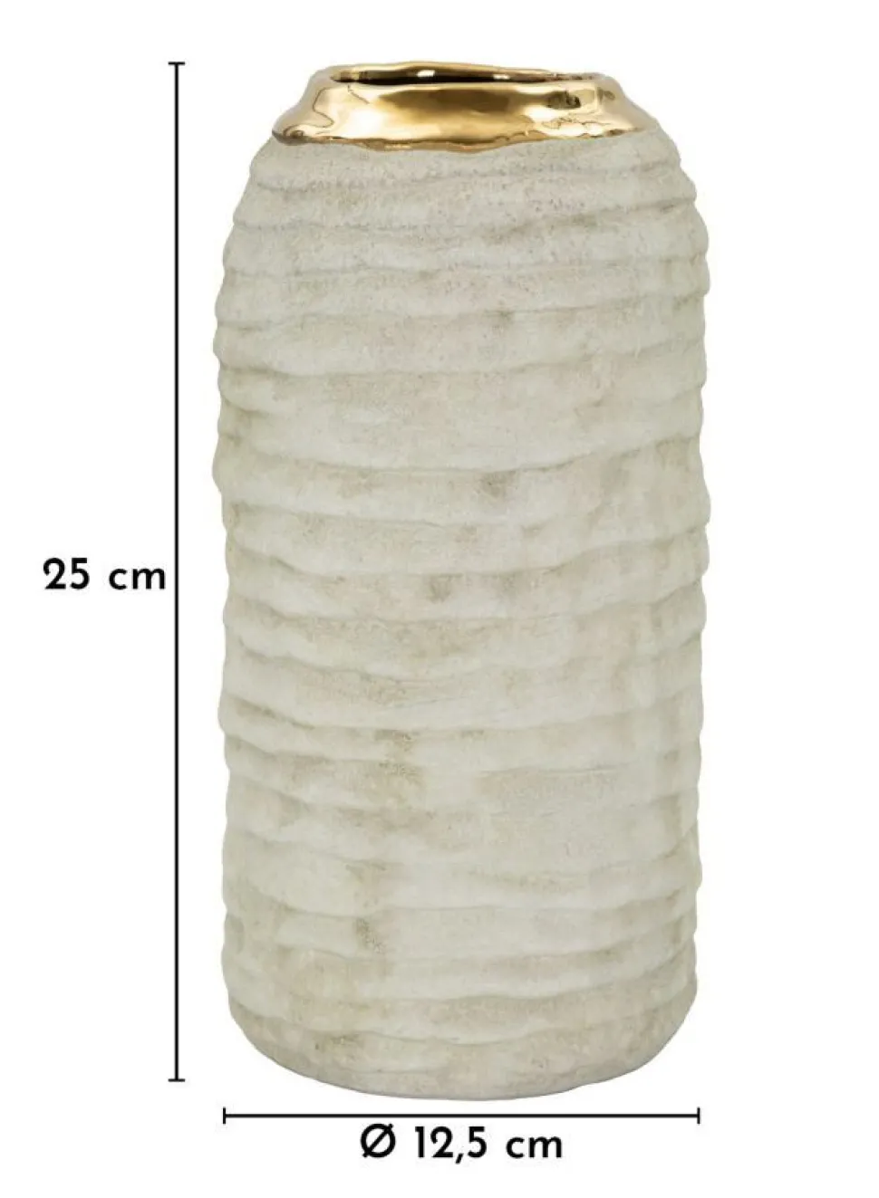 Vase compact finition mate intérieur doré
