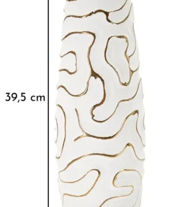 Vase céramique blanche décoré de lignes dorées