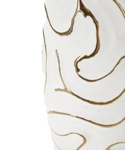 Vase céramique blanche décoré de lignes dorées