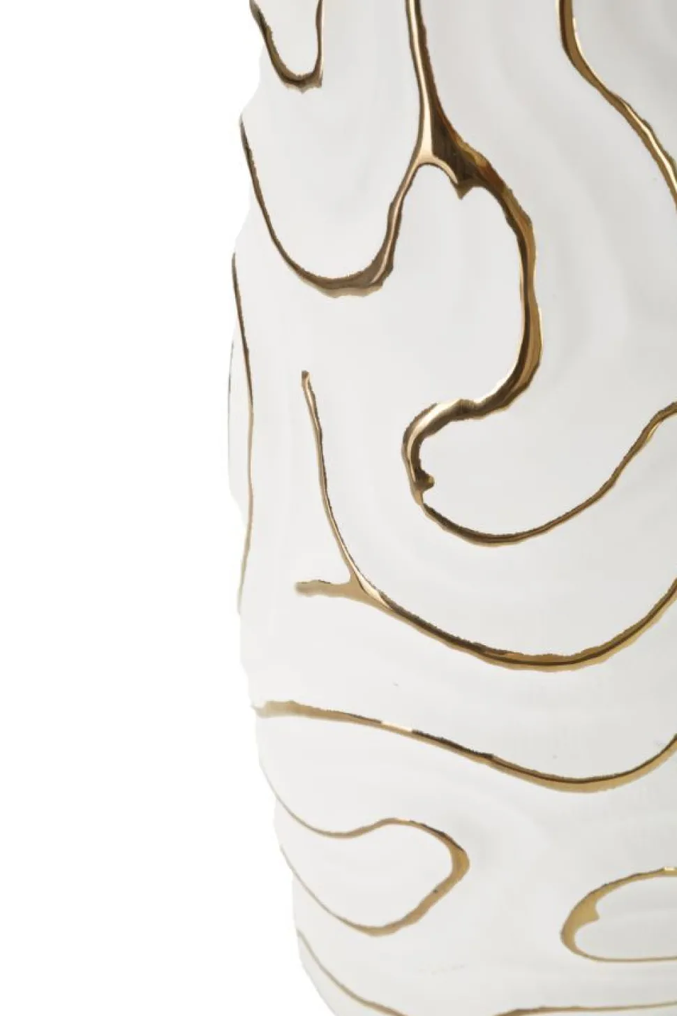 Vase céramique blanche décoré de lignes dorées