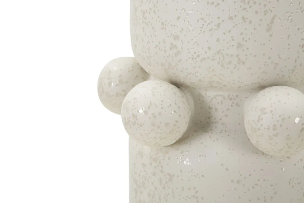 Vase céramique blanche décoré de sphères finition Crème