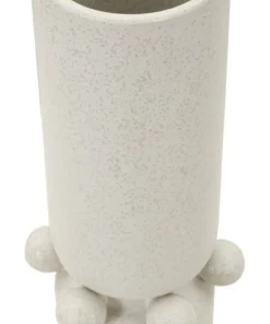 Vase céramique blanche décoré de sphères finition Crème