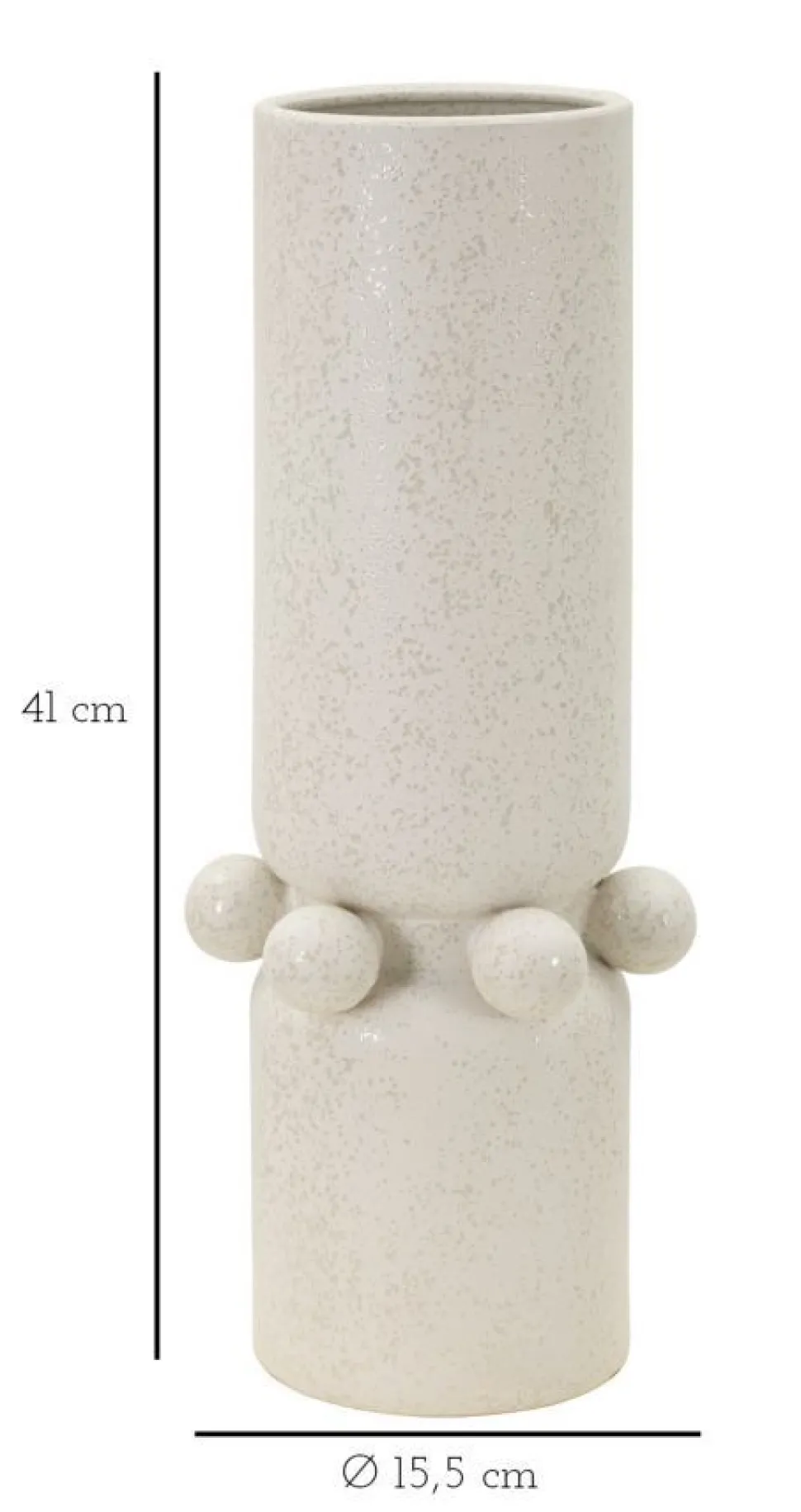 Vase céramique blanche décoré de sphères finition Crème