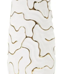 Vase céramique blanche lignes dorées