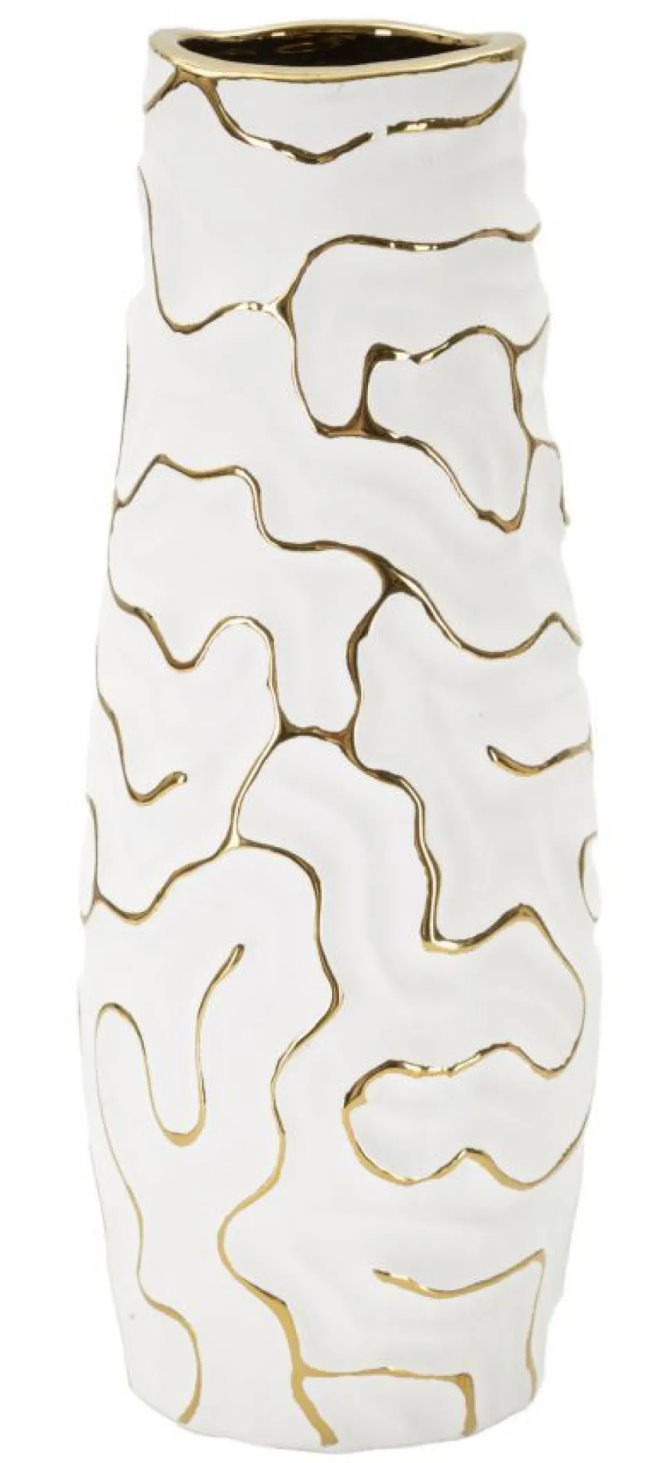Vase céramique blanche lignes dorées