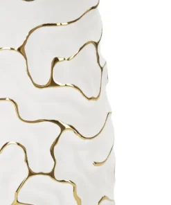 Vase céramique blanche lignes dorées