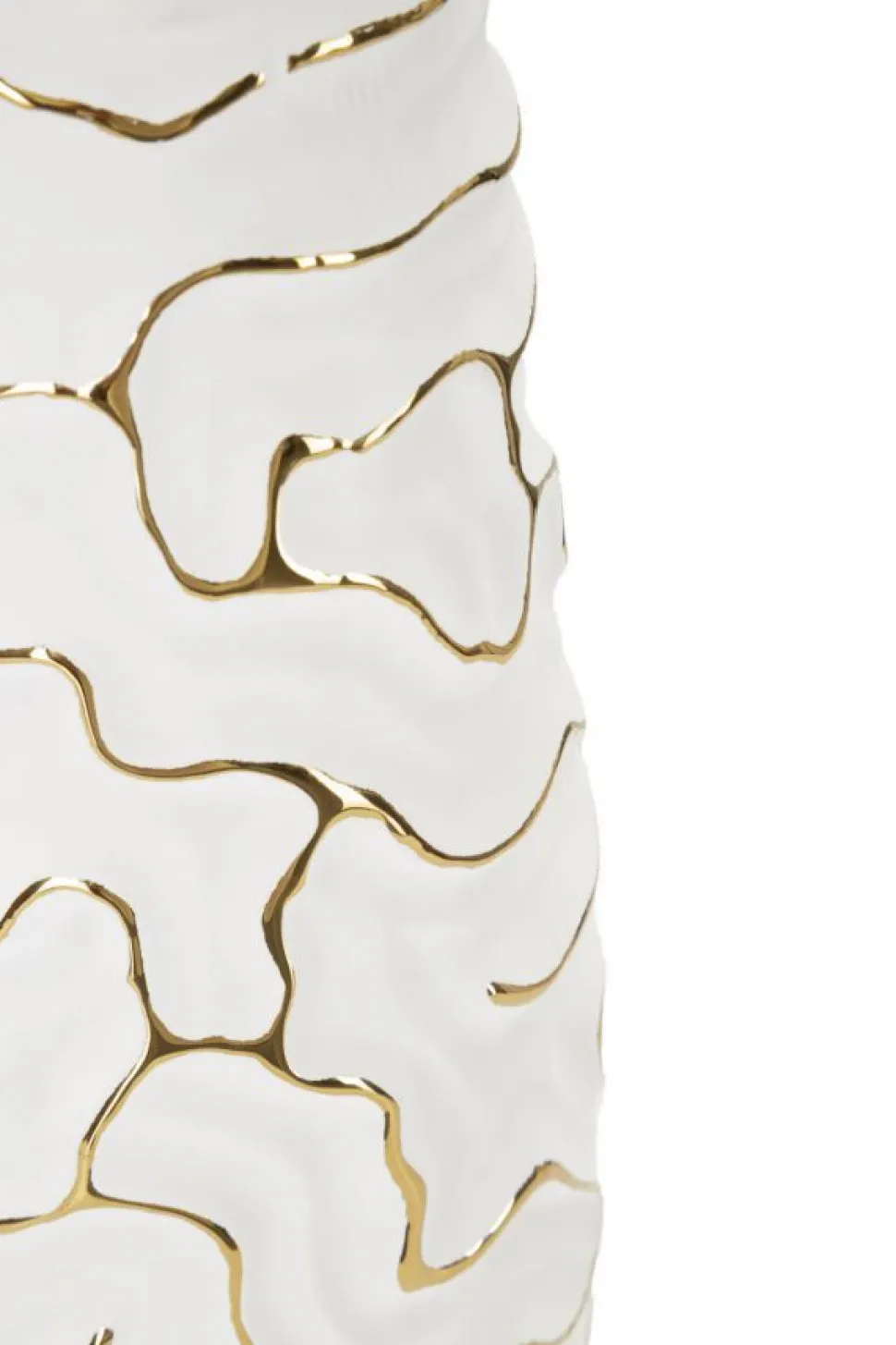 Vase céramique blanche lignes dorées
